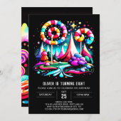 Moderne Candyland bewerkbare verjaardag Kaart (Voorkant / Achterkant)