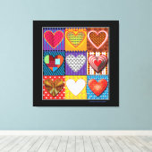 Moderne canvas multi gekleurde harten (Insitu (Houten vloer))