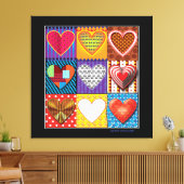 Moderne canvas multi gekleurde harten (Insitu (Woonkamer))