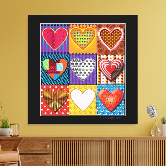 Moderne canvas multi gekleurde harten (Insitu (Woonkamer))