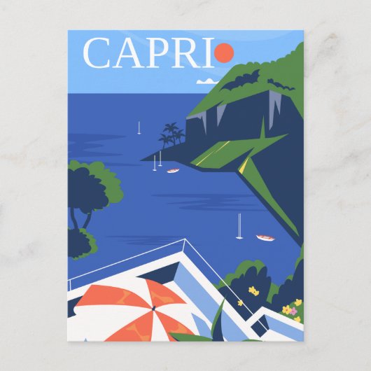 Moderne Capri Reisposter Briefkaart (Voorkant)
