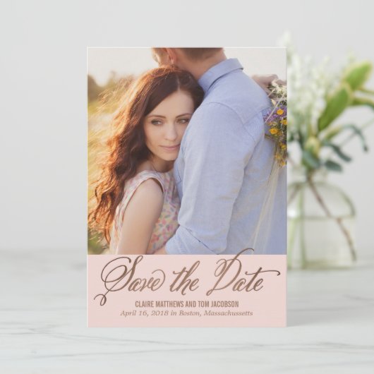 Moderne Caption EDITABLE KLOR slaat de datumkaart  Save The Date (Staand voorkant)