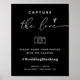 Moderne Capture The Love Wedding Hashtag Bord Poster