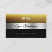 Moderne Caramel Zwart Zilver Decor en Monogram Visitekaartje (Voorkant)