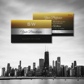 Moderne Caramel Zwart Zilver Decor en Monogram Visitekaartje