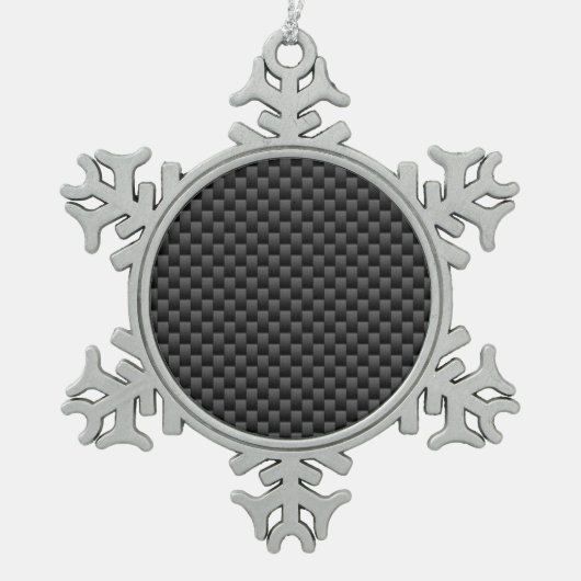 Moderne Carbon Fibre Style Print Background Tin Sneeuwvlok Ornament (Voorkant)