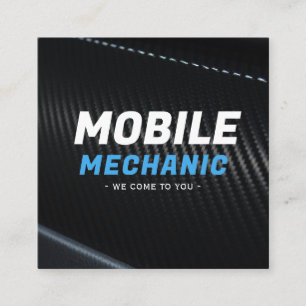 Moderne Carbonvezel Blauwe Mobiele Monteur Zakelij Vierkante Visitekaartje