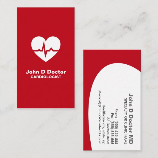 Moderne cardioloog cardioloog hart visitekaartje (Voorkant / Achterkant)