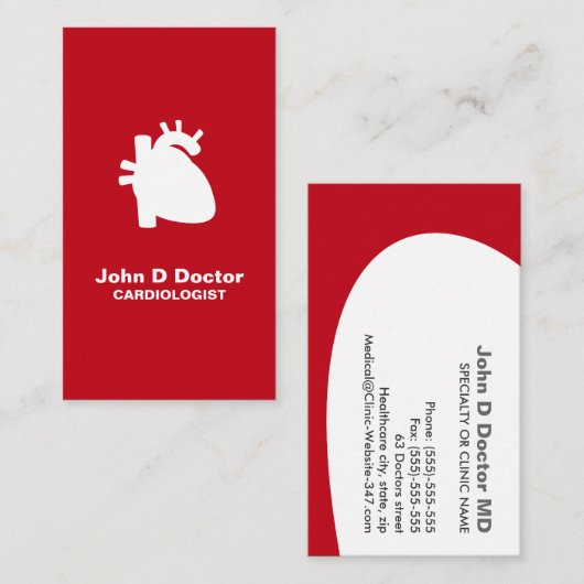 Moderne cardioloog cardioloog hart visitekaartje (Voorkant / Achterkant)