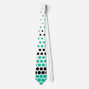Moderne Caribische groene en zwarte polkadot Stropdas