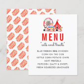 Moderne carnival Circus Show Birthday Party Menu (Voorkant / Achterkant)