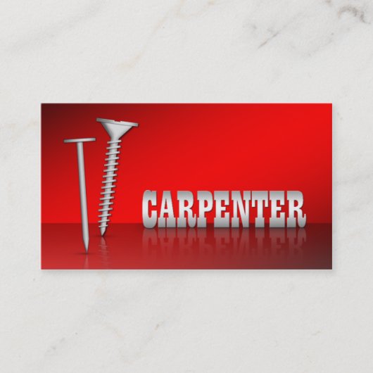 Moderne Carpenter Red 2-zijdige Visitekaartjes (Voorkant)
