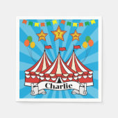 Moderne Cartoon Big Top Circus Kleurrijke Verjaard Servet (Voorkant)
