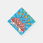 Moderne Cartoon Big Top Circus Kleurrijke Verjaard Servet (Hoek)