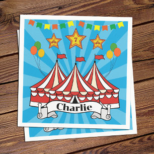 Moderne Cartoon Big Top Circus Kleurrijke Verjaard Servet