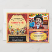 Moderne Cartoon Circus Foto Verjaardagsuitnodiging Kaart (Voorkant)