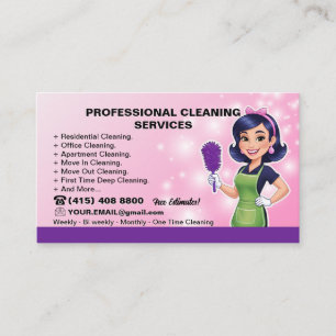 Moderne Cartoon Dienstmeid Huishoudelijke Schoonma Visitekaartje