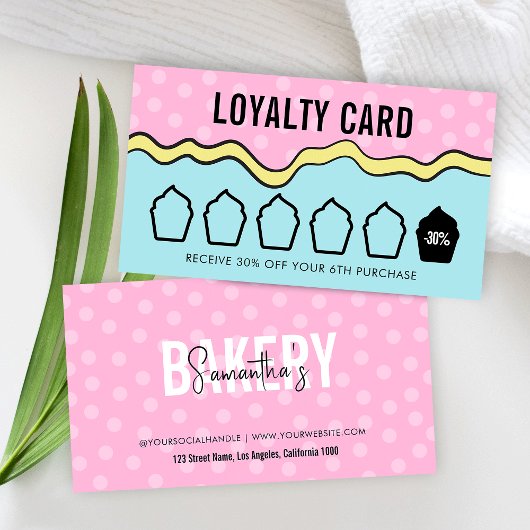 Moderne Cartoon Kleurrijke Fun Groovy Cupcake Bakk Klantenkaartje