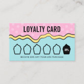 Moderne Cartoon Kleurrijke Fun Groovy Cupcake Bakk Klantenkaartje (Voorkant)