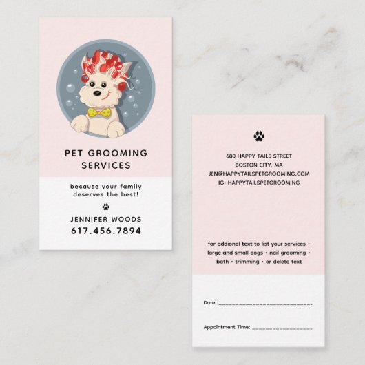 Moderne Cartoon Pet Grooming met/Benoeming Visitekaartje (Voorkant / Achterkant)