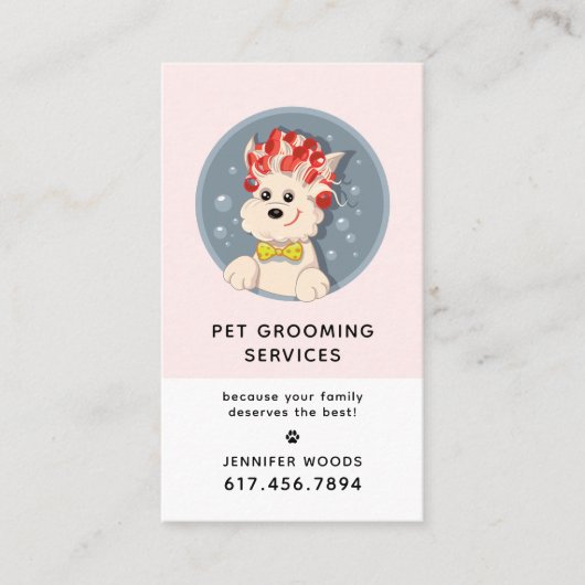 Moderne Cartoon Pet Grooming met/Benoeming Visitekaartje (Voorkant)