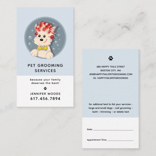 Moderne Cartoon Pet Grooming met/Benoeming Visitekaartje (Voorkant / Achterkant)