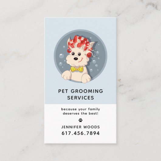 Moderne Cartoon Pet Grooming met/Benoeming Visitekaartje (Voorkant)
