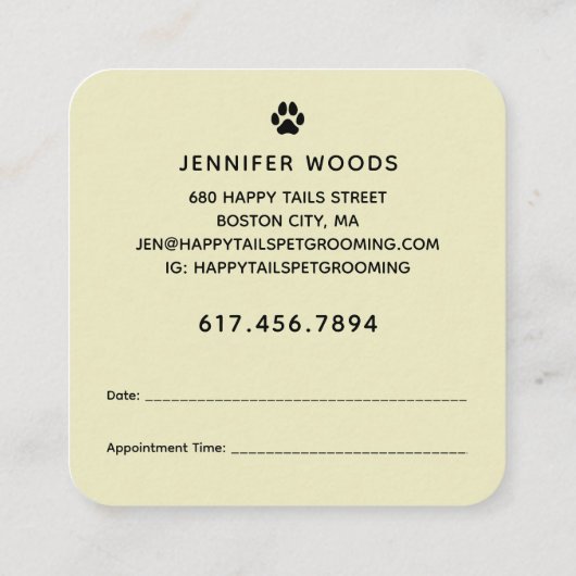 Moderne Cartoon Pet Grooming Vierkante Visitekaartje (Achterkant)
