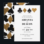 Moderne Casino Gouden Glitter Trouw Uitnodiging<br><div class="desc">Een trouwuitnodiging voor het moderne stel,  deze uitnodiging heeft een schone en eenvoudige typografie met een moderne uitstraling en een glinsterende casino-thema grafiek van namaak gouden glitter en zwarte kaartspellen waardoor dit de perfecte keuze is voor een weelderige Las Vegas aangelegenheid.</div>