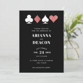 Moderne Casino Trouw Uitnodiging met Roze Glitters (Staand voorkant)