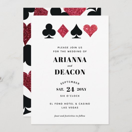 Moderne Casino Uitnodiging voor een bruiloft met R (Voorkant / Achterkant)