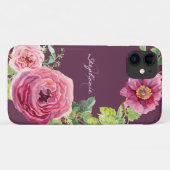 Moderne Cassis Roze Pioen Roos Bloemige Waterverf Case-Mate iPhone Case (Achterkant (horizontaal))