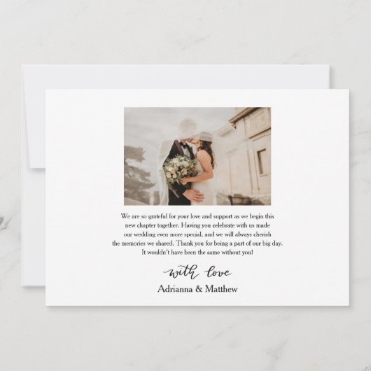 Moderne Casual bruiloft Bedankt Script Vier Foto (Achterkant)