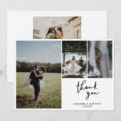 Moderne Casual bruiloft Bedankt Script Vier Foto (Voorkant / Achterkant)