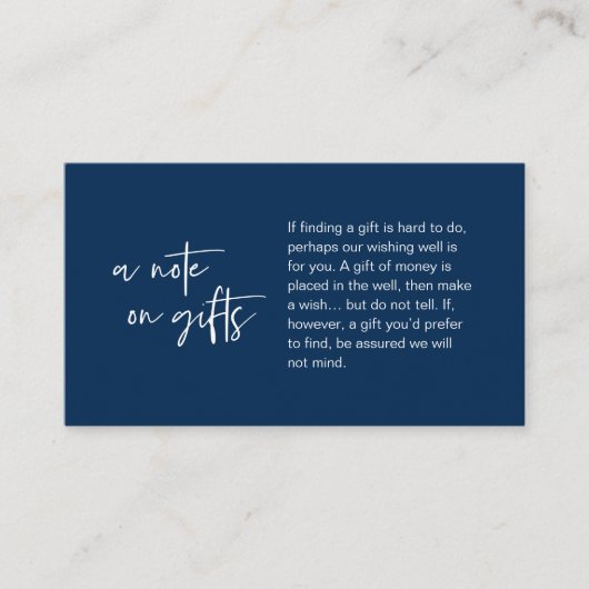 Moderne casual elegante bruiloft, een briefje over informatiekaartje (Voorkant)