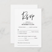 Moderne Casual elegantie, RSVP, Zwarte Doopvont, R Informatiekaartje (Voorkant / Achterkant)