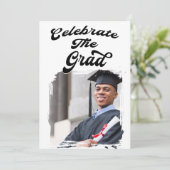 Moderne Casual Foto Afstudeerfeest Kaart (Staand voorkant)