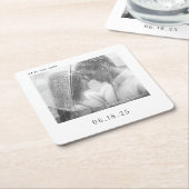 Moderne Casual foto-bruiloft sparen de datum Kartonnen Onderzetters (Schuin)