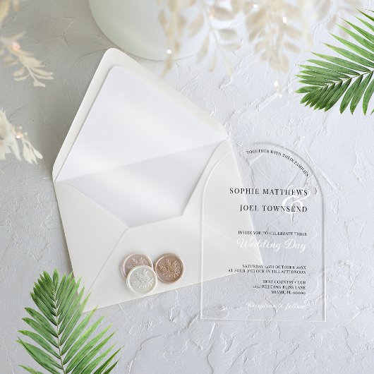 Moderne Casual Grote Ampersand Zwart Wit Huwelijk Acryl Uitnodigingen