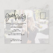 Moderne Casual kalligrafie Twee foto's Afstuderen Uitnodiging Briefkaart (Achterkant)