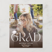 Moderne Casual kalligrafie Twee foto's Afstuderen Uitnodiging Briefkaart (Voorkant)