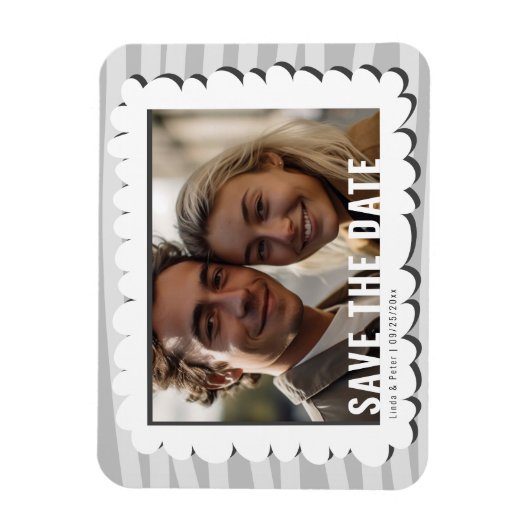 Moderne Casual One Photo Wedding Bewaar de datum Magneet (Verticaal)