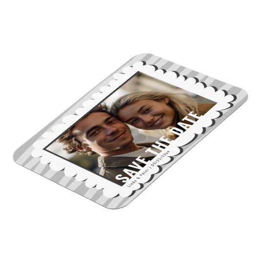 Moderne Casual One Photo Wedding Bewaar de datum Magneet (Linkerzijde)