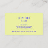 Moderne Casual Patel Blauw Geel Typografie Visitekaartje (Achterkant)