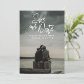 Moderne Casual penseel | De foto bewaart de Datum Save The Date (Staand voorkant)
