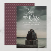 Moderne Casual penseel | De foto bewaart de Datum Save The Date (Voorkant / Achterkant)