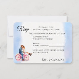 Moderne Casual romantische bruiloft paar Waterverf RSVP Kaartje