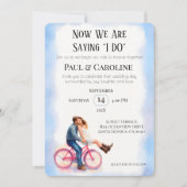 Moderne Casual romantische paar bruiloft illustrat Kaart (Voorkant)