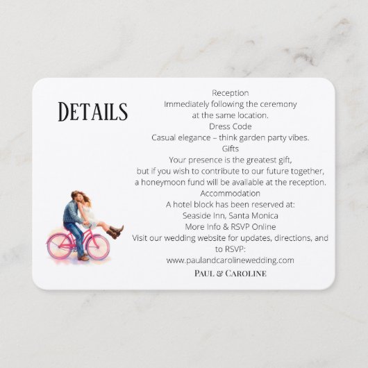 Moderne Casual romantische paar illustratie Informatiekaartje (Voorkant)