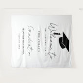 Moderne Casual Script Afstudeerfeest Welkom Wandkleed (Voorkant (horizontaal))